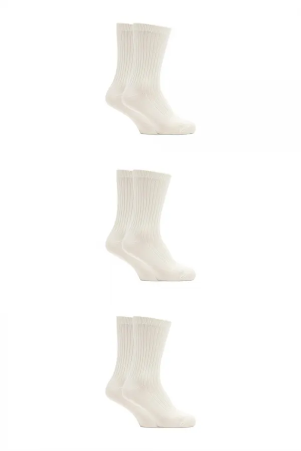Men's Organic Wool Winter Ankle Socks, Cream, 3-Pack