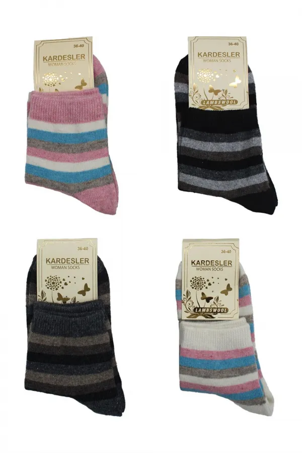Chaussettes d'hiver épaisses en laine d'agneau pour femme, lot de 4