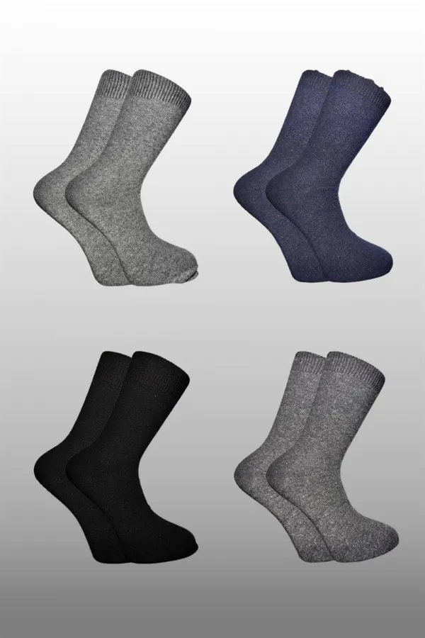 Men's Lambswool Winter Ankle Socks, Multicolored, 4-Pack