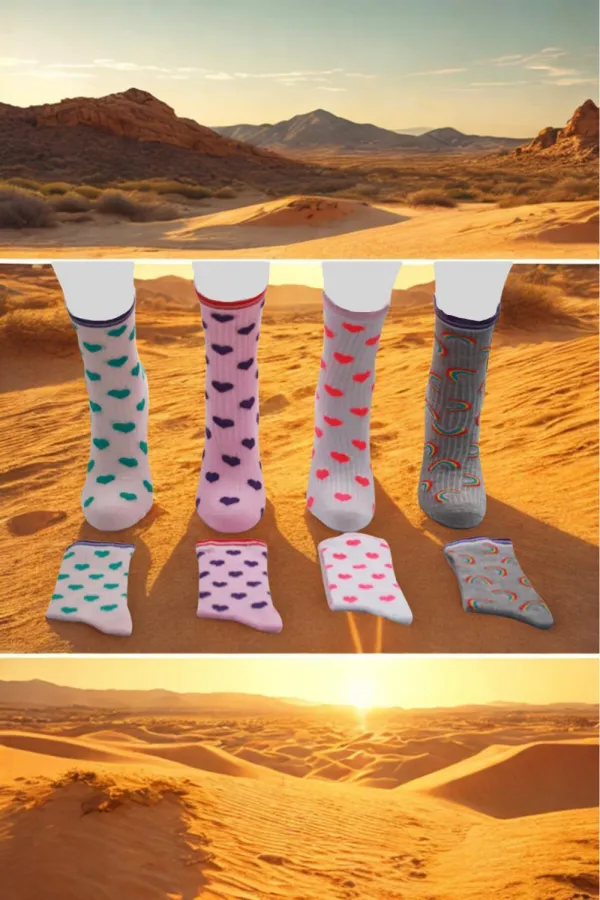 Chaussettes courtes pour enfants à motifs variés, colorées, lot de 4