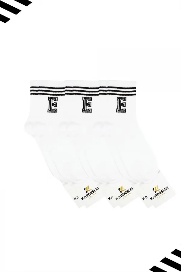 Unisex Tennis Socks with Letter E Design (LETTER SOCKS) 3-Pack