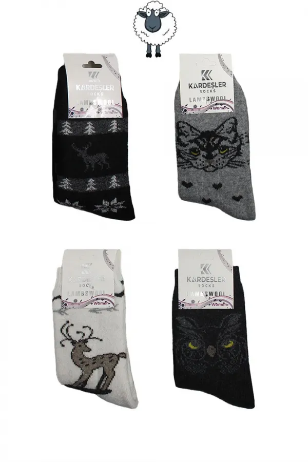 Chaussettes d'hiver épaisses en laine d'agneau pour femme, lot de 4
