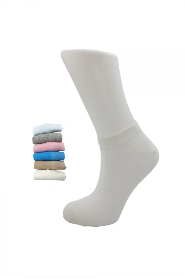 Kadın Patik Asorti Çok Renkli Pamuklu Çorap Pirinç Örgü 6'Lı Paket