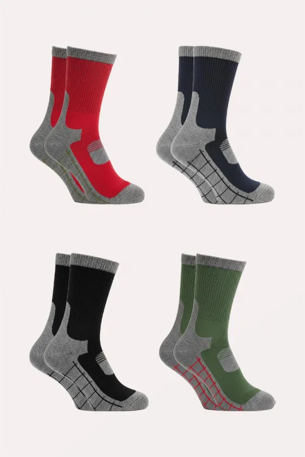 Men's Trekking Hiking Ankle Socks Half Terry Socks 4-Pack