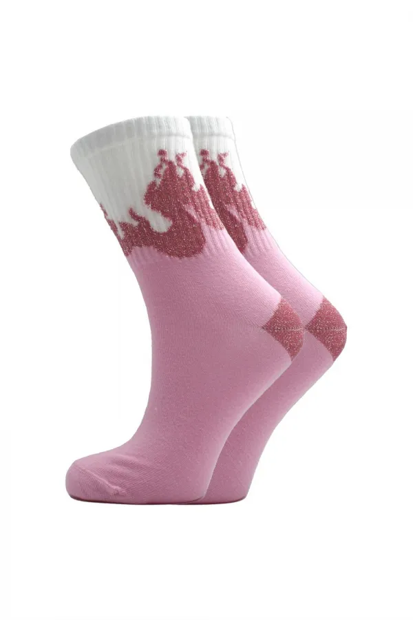 Kadın Çok Renkli Desenli Pamuklu Soket Çorap 6'Lı Paket