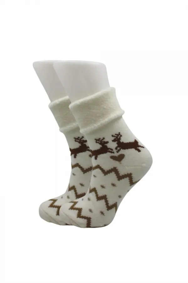 Chaussettes en tissu éponge pour femmes, lot de 6, motif cerf