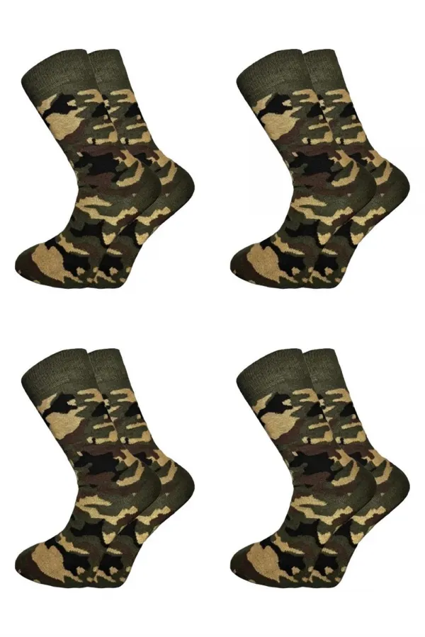 Men's Camouflage Military Pattern Cotton Ankle Socks, 4-Pack