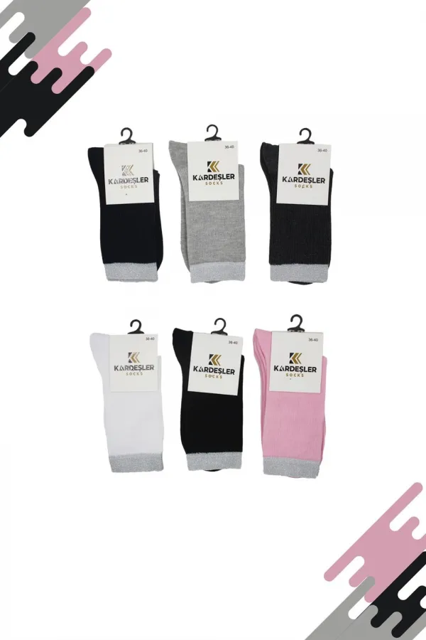 Chaussettes courtes en coton pailleté et coloré pour femmes, lot de 6