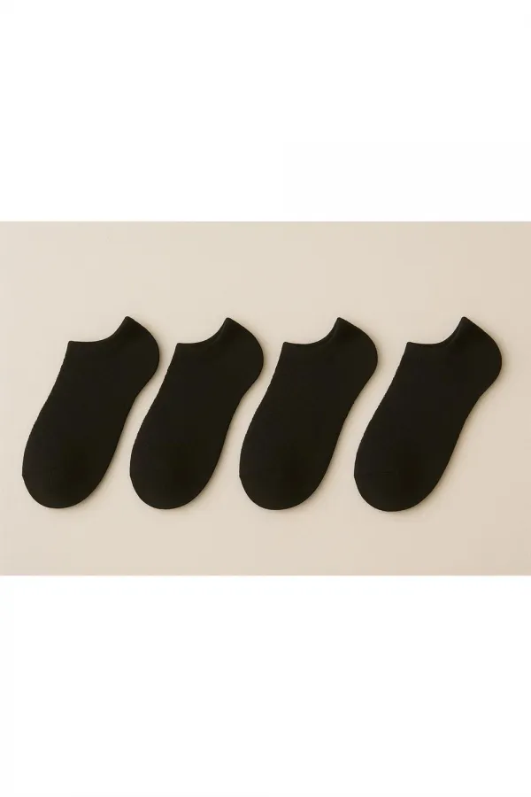 Men's Cotton Ankle Socks, Black, 4-Pack