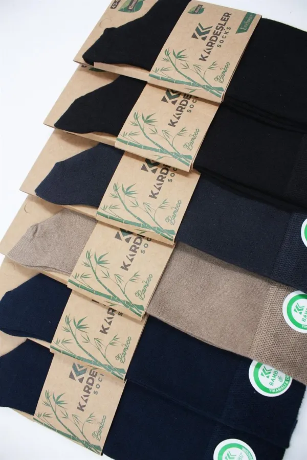 Men's Bamboo Sock Long Assortment Seamless 6-Pack Premium Boxed