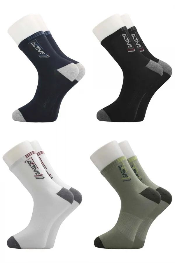 Chaussettes mi-longues multicolores en coton pour homme, lot de 4