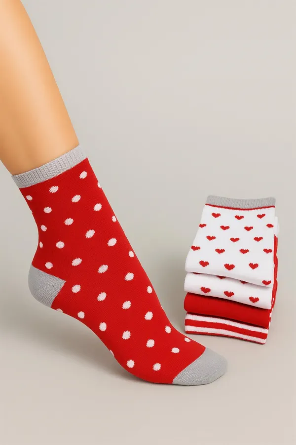 Çoçuk Çok Desenli Soket Çorap Renkli 4'Lü Paket