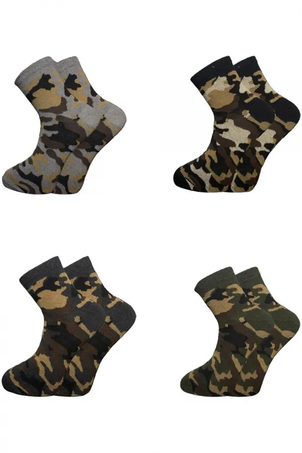 Men's Camouflage Military Pattern Cotton Ankle Socks, 4-Pack