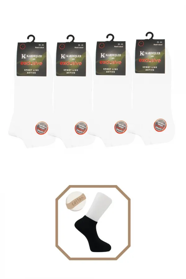 Bottines blanches unisexes en coton sans couture, lot de 4