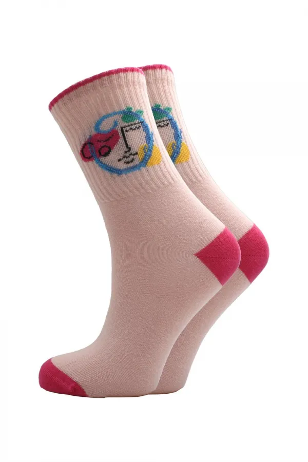 Chaussettes courtes colorées en coton à motifs pour femmes, lot de 3