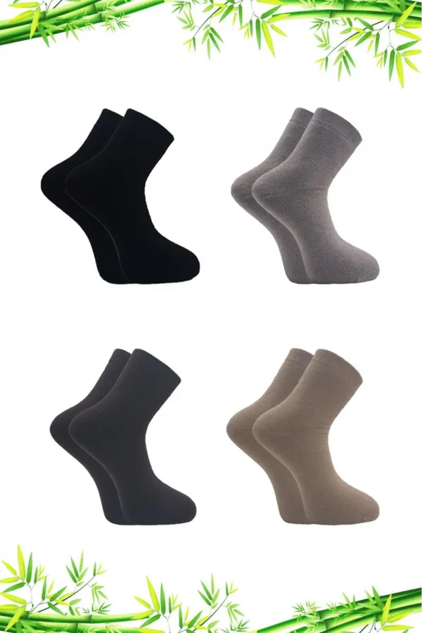 Men's Bamboo Winter Thick Ankle Socks, Multicolored, Seamless, 4-Pack