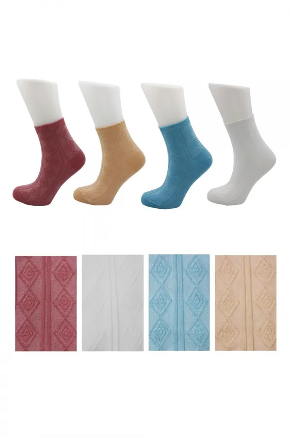 Chaussettes courtes en coton à motifs colorés pour femmes, lot de 4