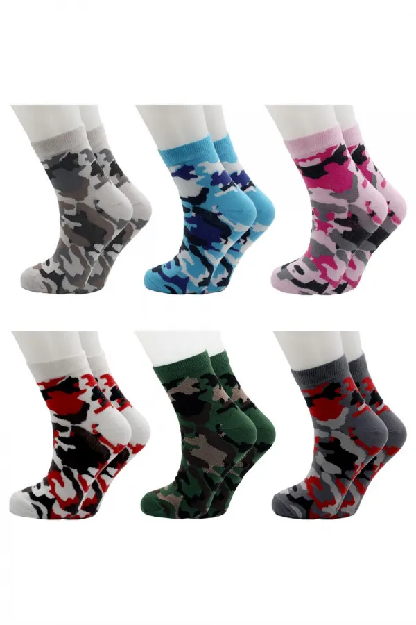 Chaussettes courtes pour femmes, en coton à motifs multicolores, lot de 6