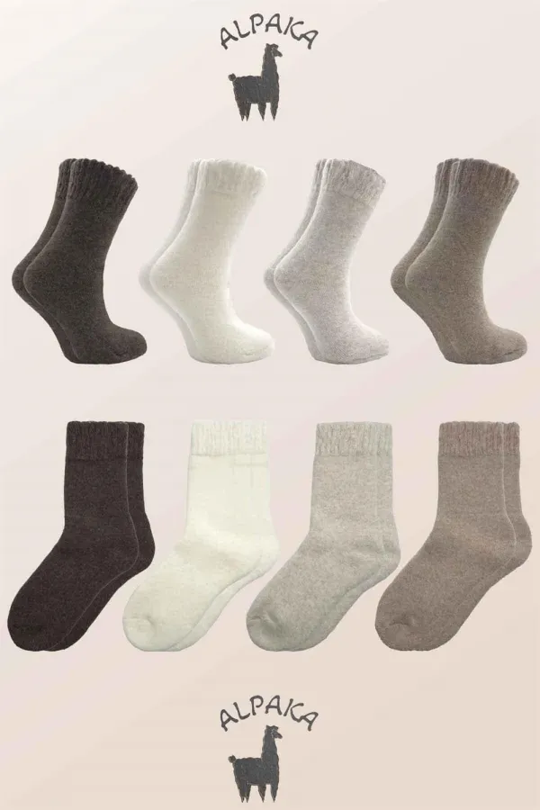 Women's Alpaca Wool Winter Terry Thick Socks, 4-Pack