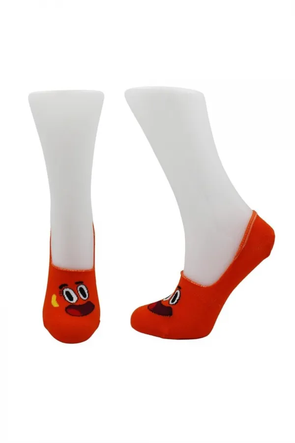 Chaussettes ballerines pour femmes, colorées, en coton, motif visage souriant, invisibles, antidérapantes, talon en silicone, lot de 4