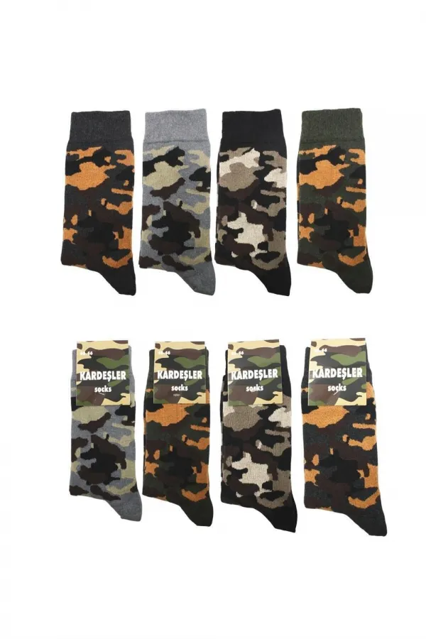 Men's Camouflage Military Pattern Cotton Ankle Socks, 4-Pack