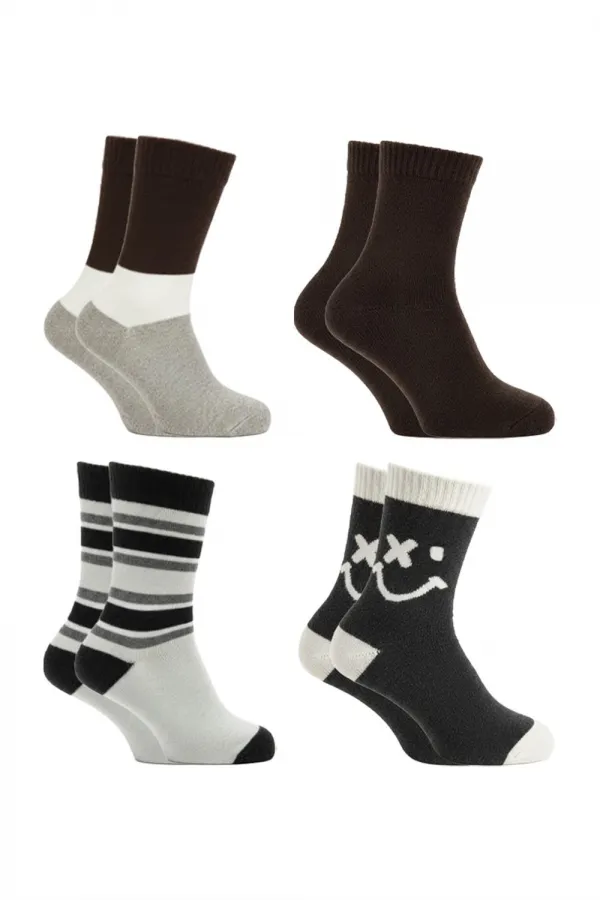 Chaussettes d'hiver épaisses en laine d'agneau pour femme, lot de 4