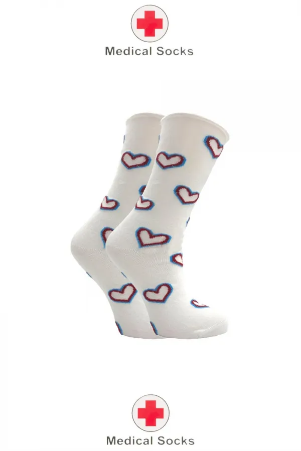 Kadın Diyabetik Lastiksiz Şeker Çorabı Sıkmayan Pamuklu Desenli Soket Çorap Çok Renkli 4'Lü Paket