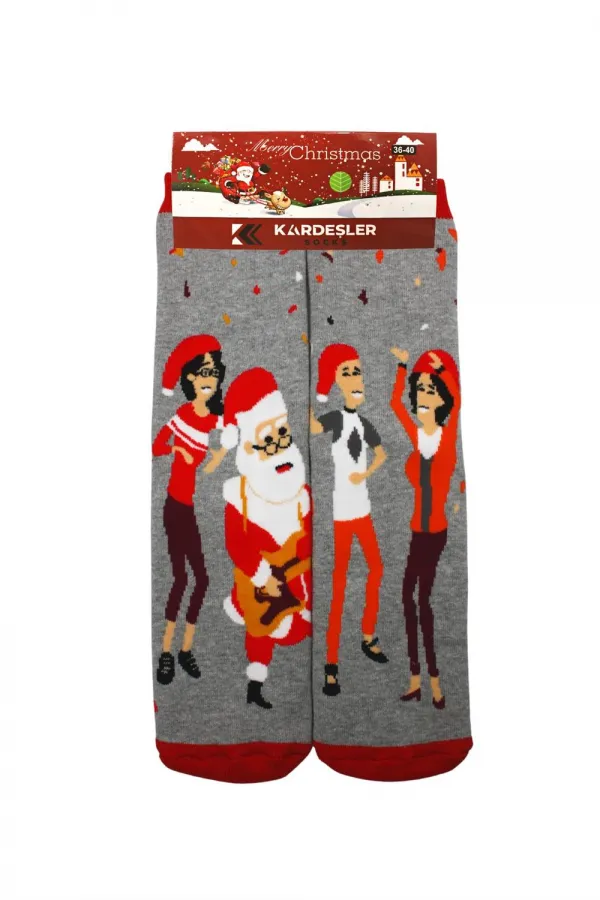 New Year's Eve, Christmas, Colorful Patterned Socket Terry Socks