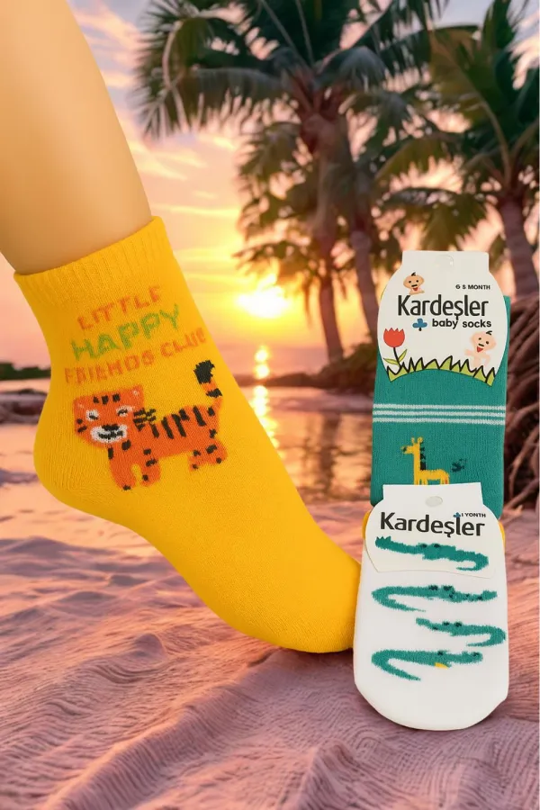 Chaussettes bottines colorées à motifs pour enfants, lot de 3