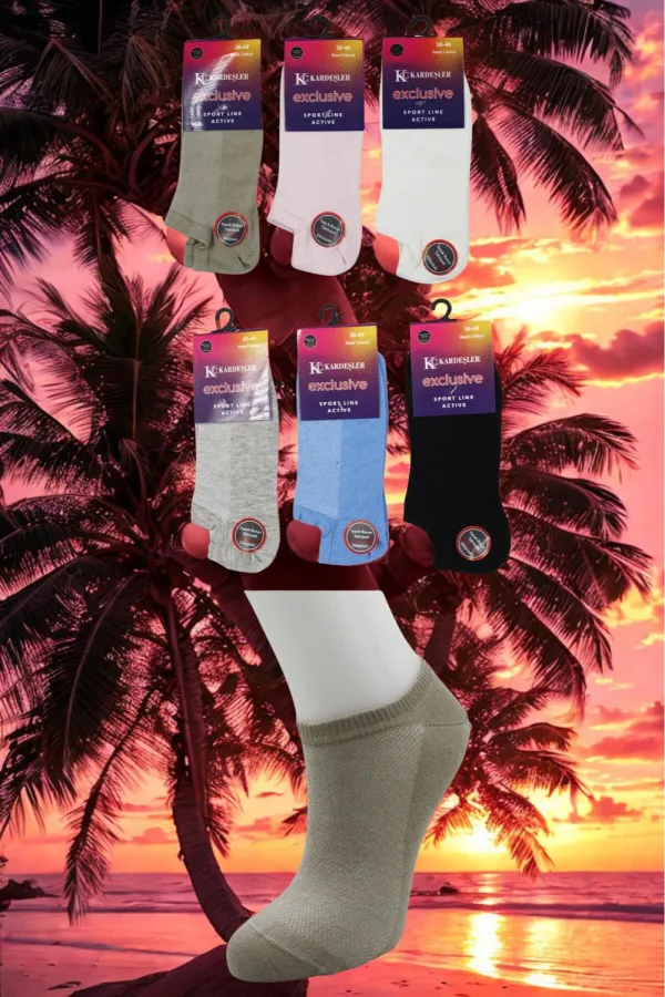 Kadın Patik Asorti Çok Renkli Çorap Dikişsiz 6'Lı Paket