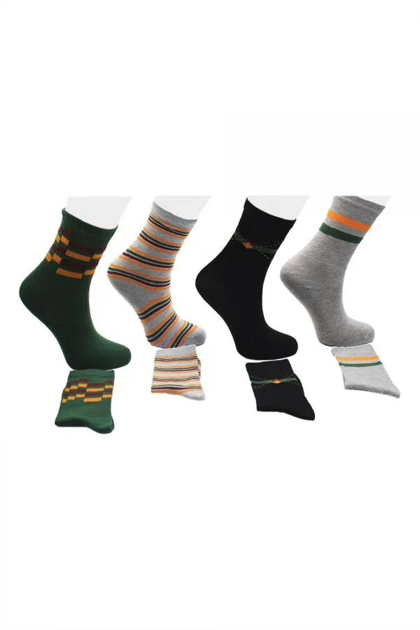 Çoçuk Çok Desenli Soket Çorap Renkli 4'Lü Paket