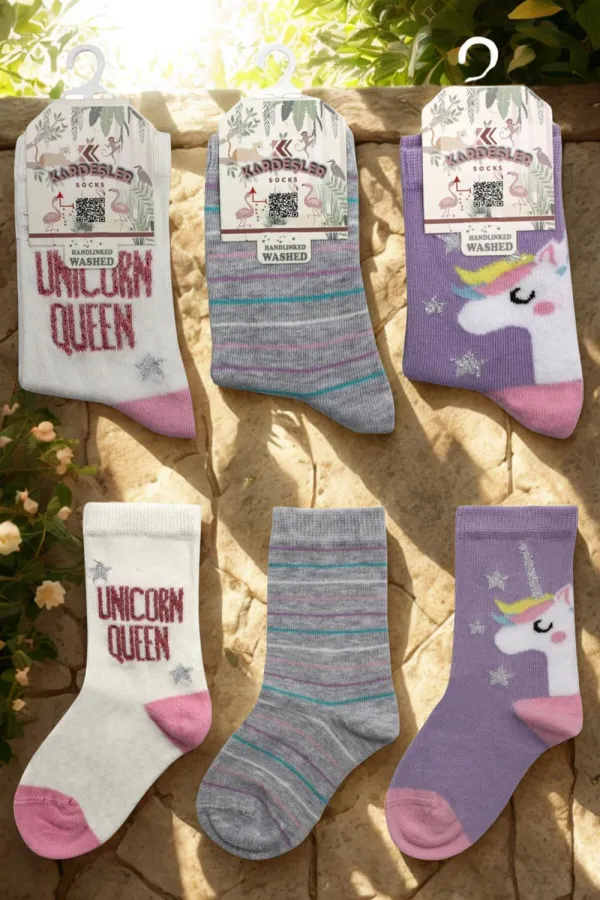 Chaussettes courtes pour enfants à motifs variés, colorées, lot de 3