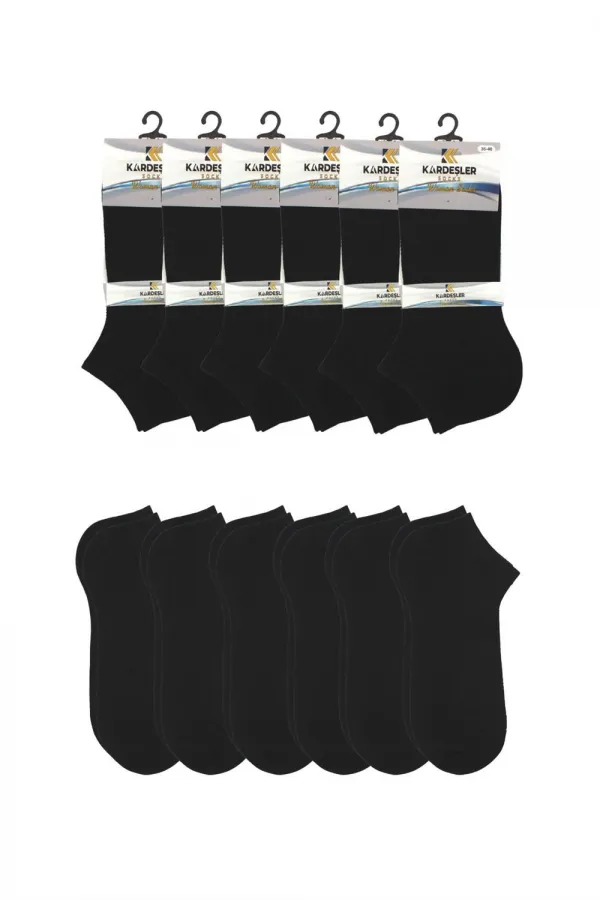 Women's Black Cotton Socks, 6-Pack, Rice Stitch