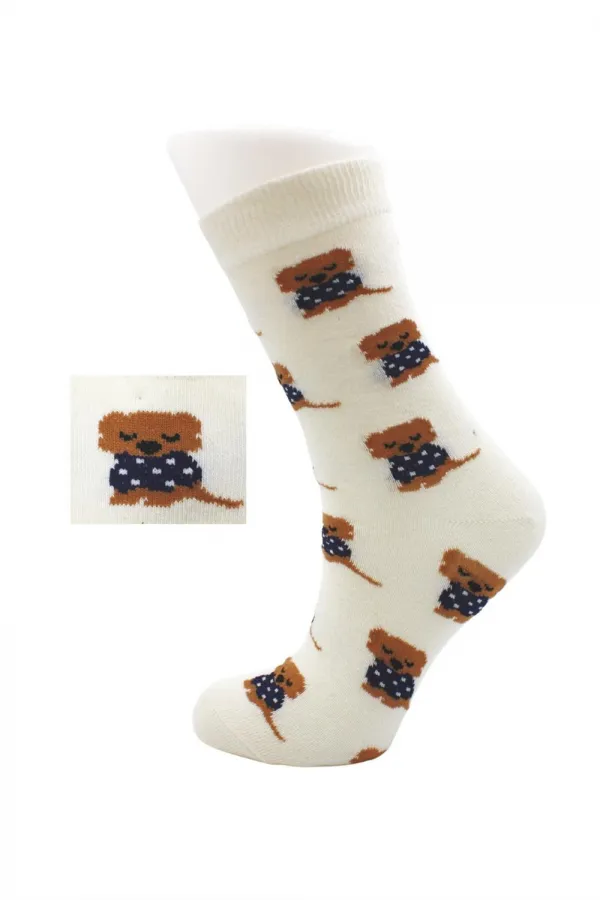 Chaussettes courtes en coton à motifs de chiens colorés pour femmes, lot de 4