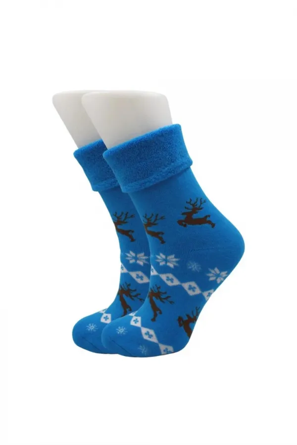 Chaussettes en tissu éponge pour femmes, lot de 6, motif cerf