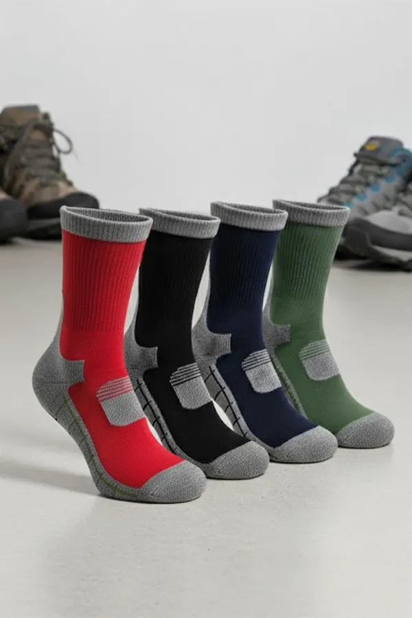 Men's Trekking Hiking Ankle Socks Half Terry Socks 4-Pack