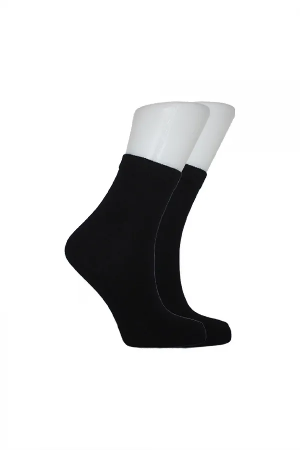 Unisex Half-Cuff Black Cotton Plain Socks 3-Pack