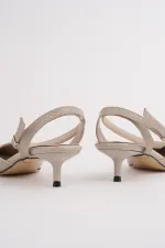 Muggo KICK Women's Crocodile Pattern Pointed Toe Thin Heel Ankle Strap Shoes