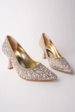 Chaussures de soirée et de mariage Muggo STONY à talons hauts ornées de pierres et de perles
