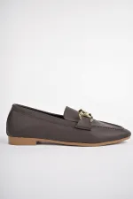 Muggo LİZA Garantili Metal Tokalı Kadın Loafer Günlük Ayakkabı