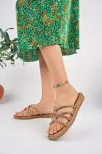 Muggo Bella Kadın Garantili Günlük Ortopedik Taşlı Şık Tarz ve Rahat Terlik