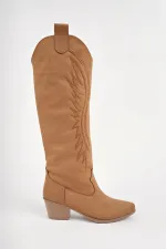 Bottes de cowboy pour femmes Muggo RODEO avec détails de surpiqûres et talon épais 