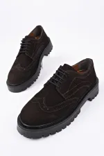 Muggo AMOUR  Bağcıklı Hakiki Deri Kalın Taban Günlük Casual Makosen Kadın Loafer Ayakkabı