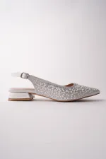 Muggo SYROS İnci Taş İşlemeli Sivri Burun Arkası Açık Kadın Topuklu Ayakkabı