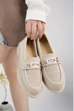 Muggo SAKURA Women's Knitted Loafer Casual Moccasin Shoes with Metal Buckle Muggo SAKURA Women's Knitted Loafer Casual Moccasin Shoes with Metal Buckle