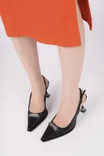 Muggo HEELS Open Back Buckle Detail Casual Classic Heeled Women's Stiletto Shoes