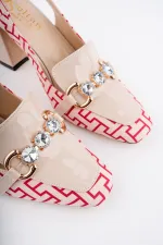 Muggo NİCHOLE Garantili Arkası Açık Kalın Topuklu Tokalı Kadın Ayakkabı