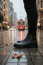 Bottes d'hiver pour hommes Muggo LUXOR en cuir véritable avec fermeture éclair