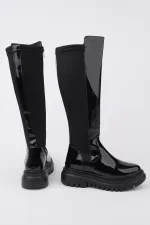 Bottes Muggo NEROX pour femmes, semelle épaisse, détails extensibles et fermeture éclair