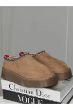 Muggo LİNG Garantili Kalın Taban Içi Tüylü Yuvarlak Burunlu Kadın Terlik